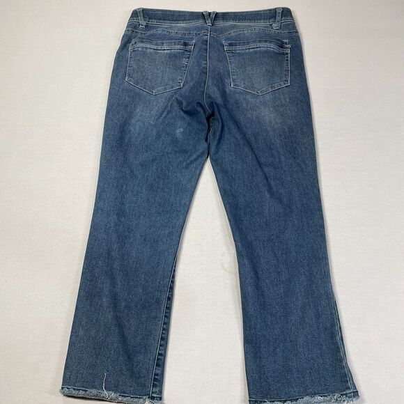 Democracy Jeans Women 12 Blue Ab Technology Denim Straight Stretch Raw Hem - Picture 2 of 12